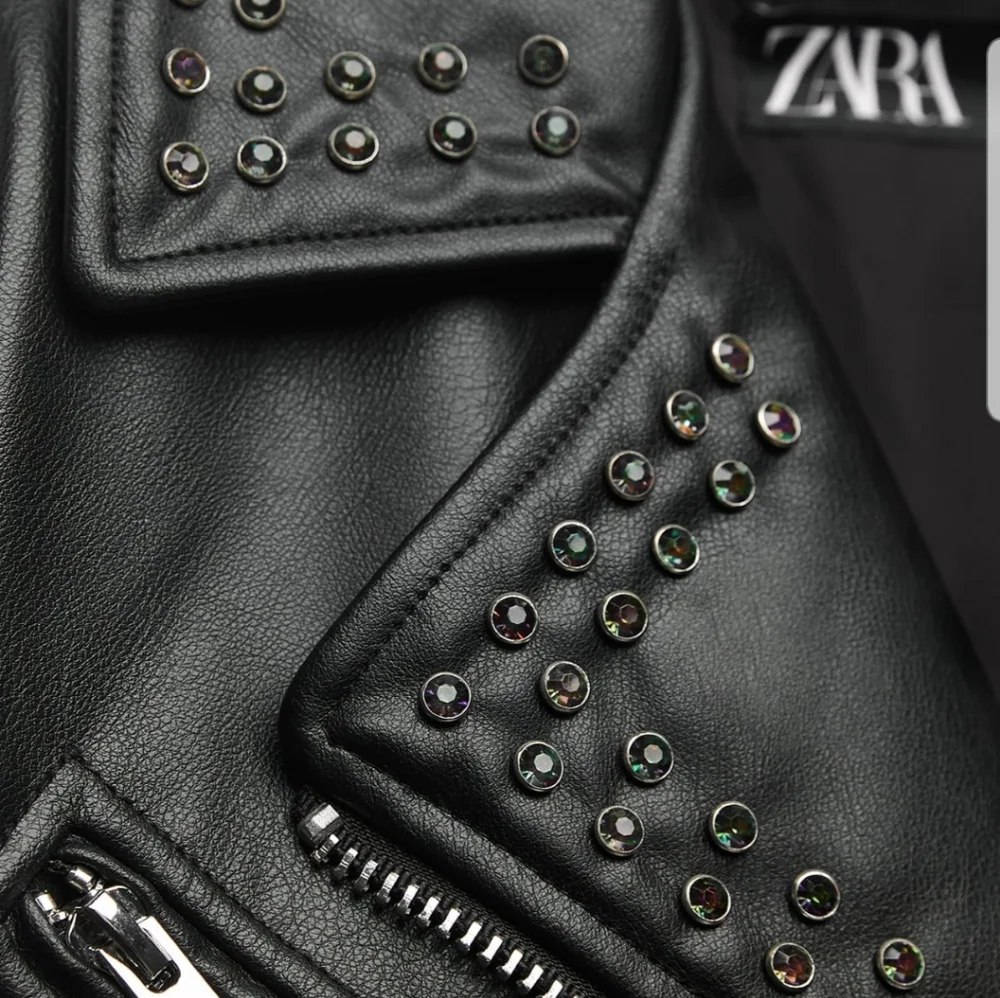 Zara Black Studded Leather Jacket - Picture 3 of 6